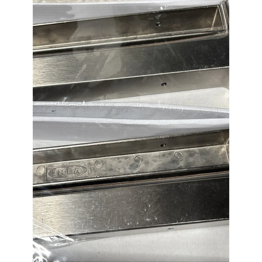 IKEA EKBY BJÄRNUM Shelf Brackets Stainless Steel 11” 28cm NEW Sealed Lot of 2